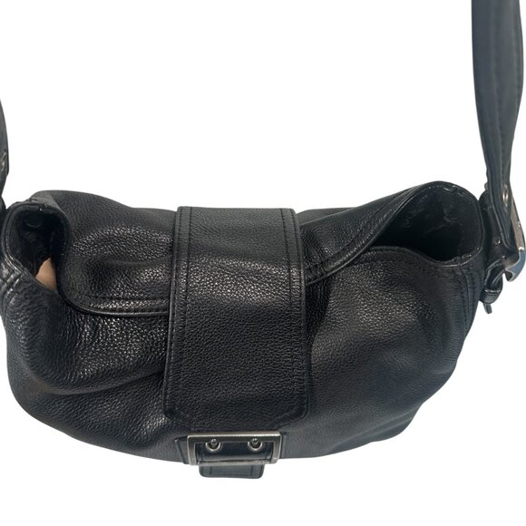 BANANA REPUBLIC Black Soft Pebbled Leather Hobo Shoulder Strap Handbag - Picture 10 of 16